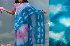 रंग महल ☙ Clamp dyed chanderi silk saree { अनंत आसमान } ☙ 10